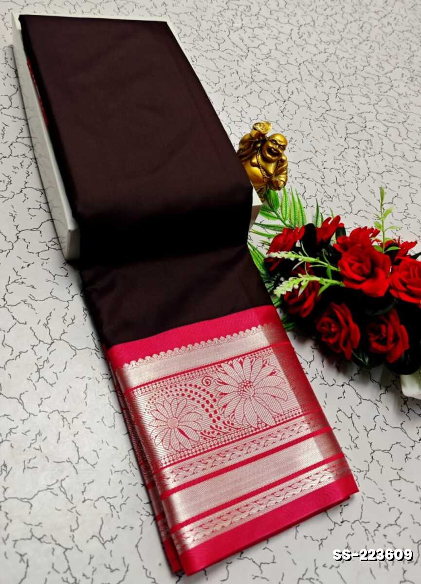 FANCY PLAIN  SOFT SILK SAREES -  PURPLE COLOUR