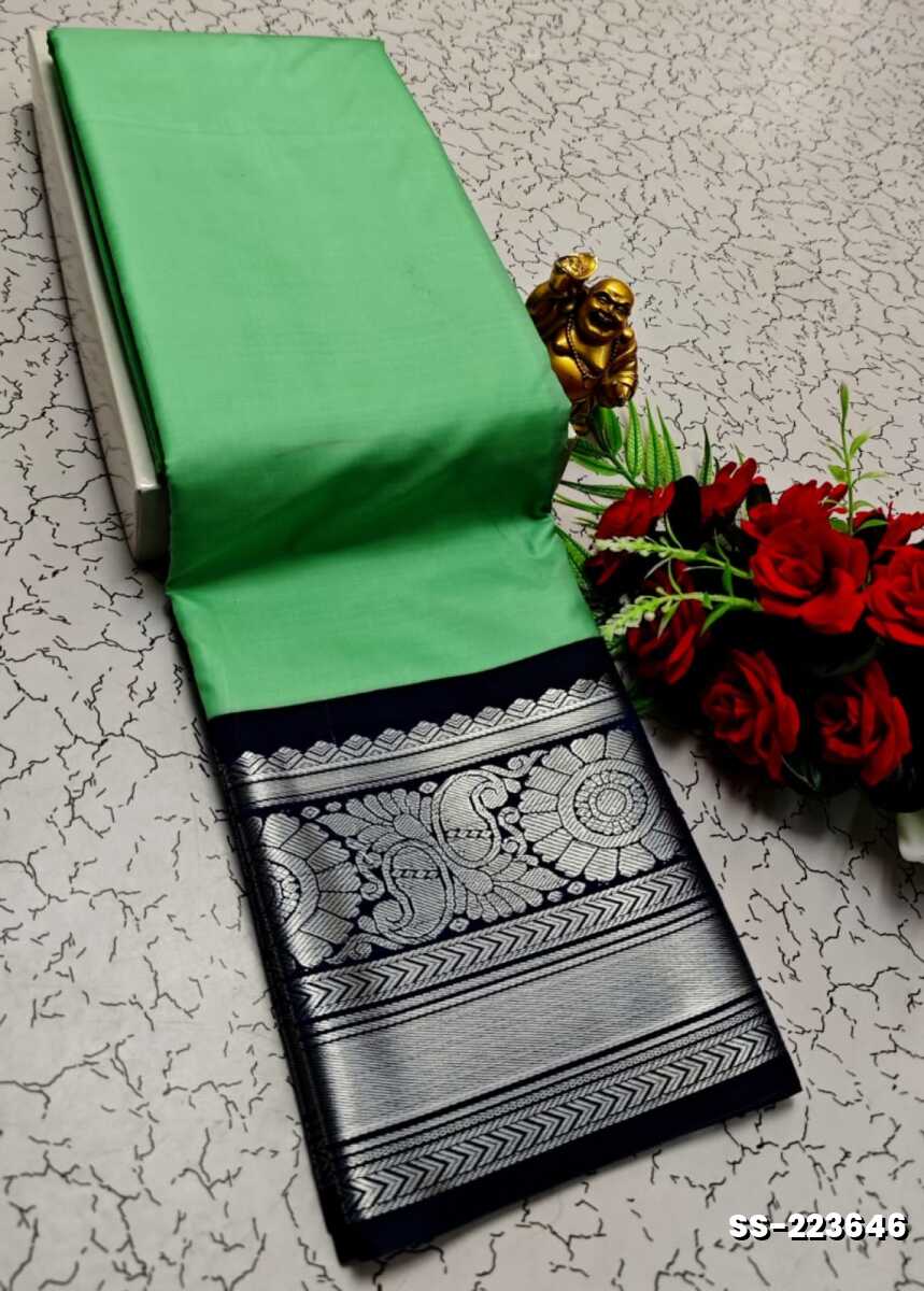 FANCY PLAIN  SOFT SILK SAREES - LIGHT GREEN SHADE