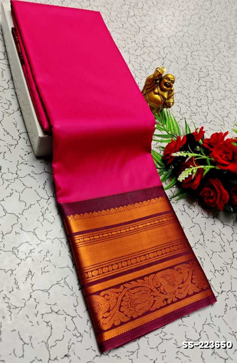 FANCY PLAIN  SOFT SILK SAREES -MEJANTA