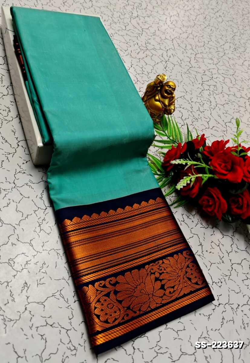 FANCY PLAIN  SOFT SILK SAREES -  LIGHT BLUE