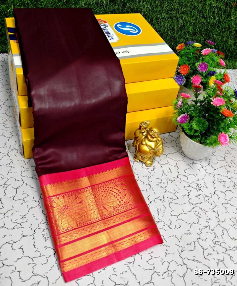 FANCY PLAIN  SOFT SILK SAREES - PURPLE COLOUR (2)