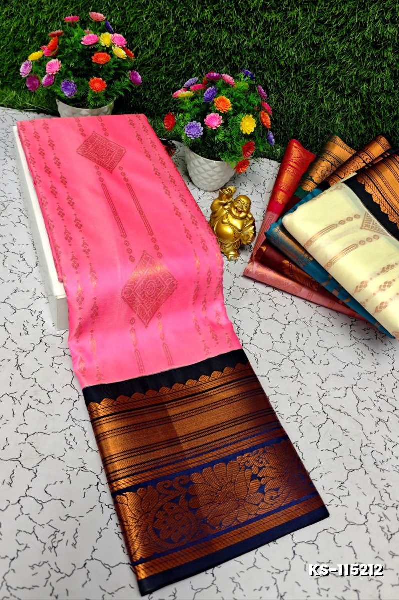 FANCY ALL SELF SOFT SILK SAREES WITH KOTTANCHI BORDER - PINK