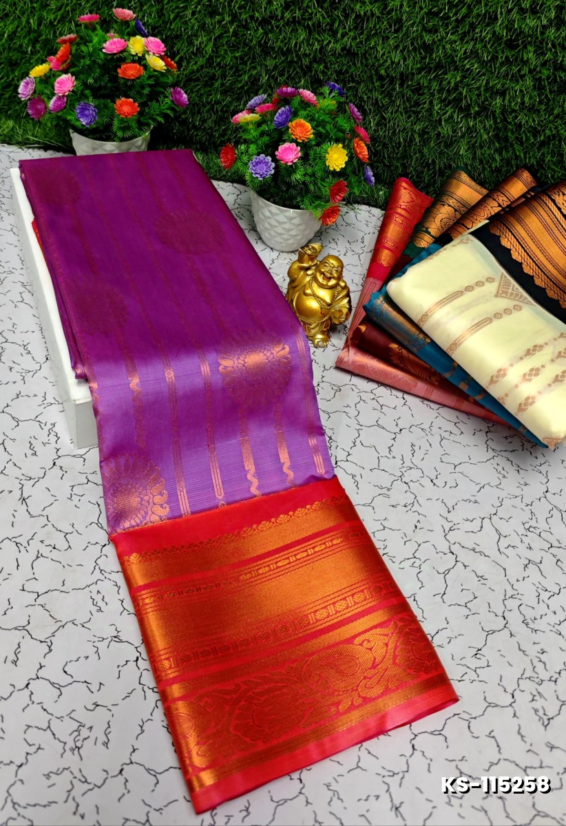 FANCY ALL SELF SOFT SILK SAREES WITH KOTTANCHI BORDER - PURPLE