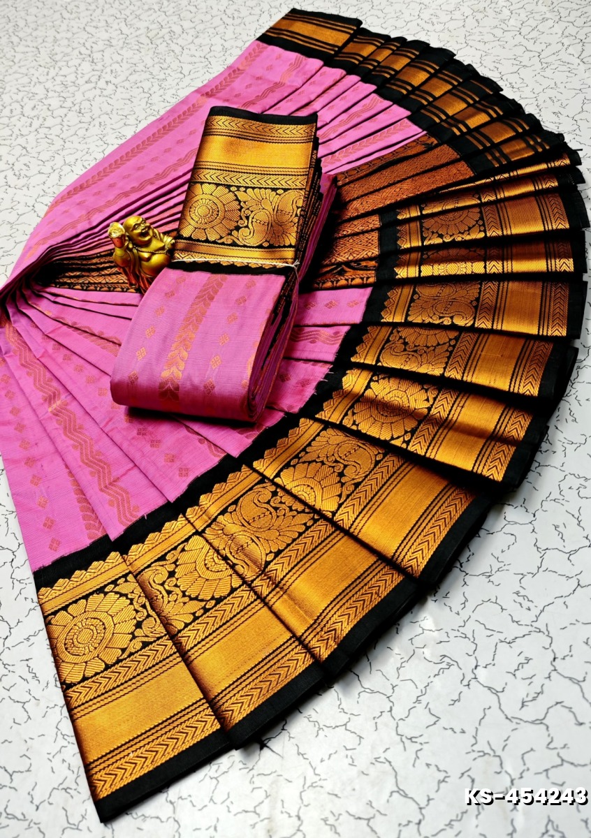FANCY ALL SELF SOFT SILK SAREES WITH KOTTANCHI BORDER - LIGHT PINK (1)