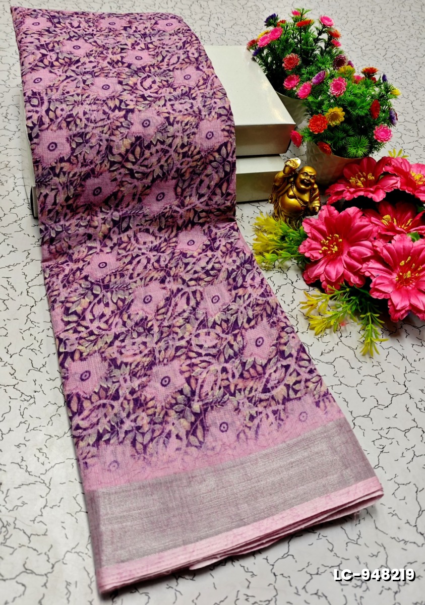 DIGITAL PRINTING LINEN COTTON SAREES - LEVENDOR