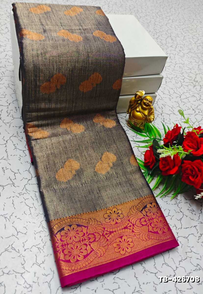 KANCHIPURAM TISSUE TRENDING DESIGN FANCY DHARMAVARAM SILK SAREES - NAVY COLOUR (2)