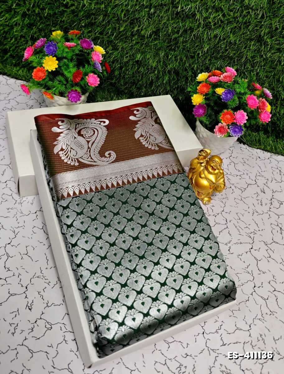 ELITE BRIDAL PICK &PICK SILK SAREES AND WEDDING ART SILK SAREES - BOTTLE GREEN