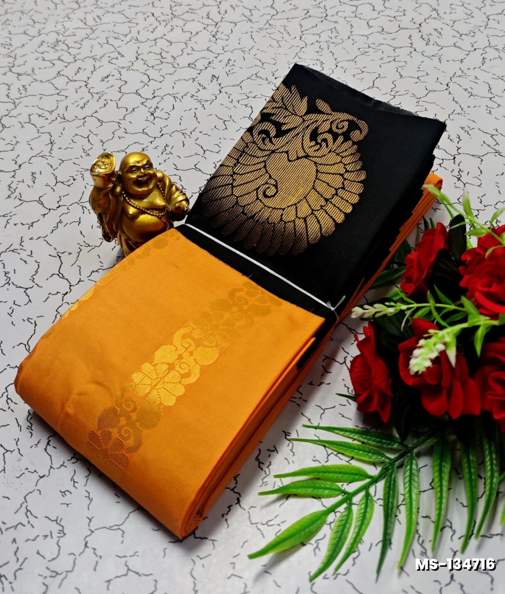 MODERN FANCY SOFT SILK SAREES WITH BUTTA DESIGN - ORANGE
