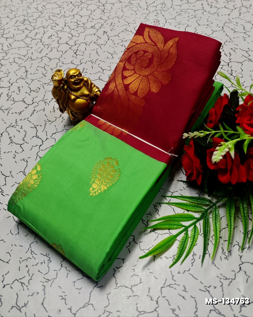 MODERN FANCY SOFT SILK SAREES WITH BUTTA DESIGN - GREEN COLOUR