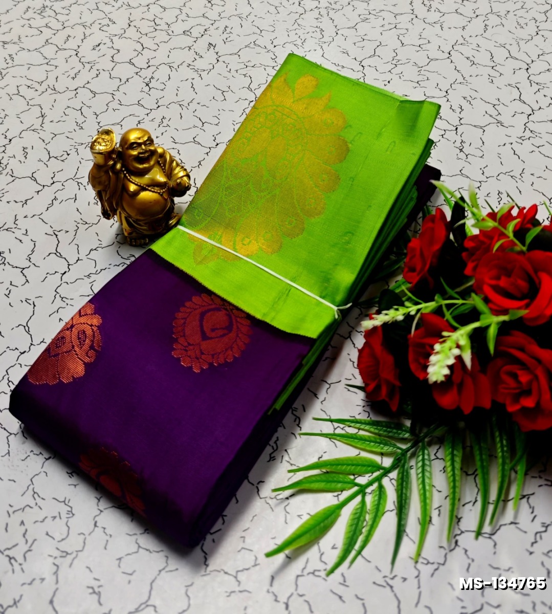 MODERN FANCY SOFT SILK SAREES WITH BUTTA DESIGN - INDIGO COLOUR