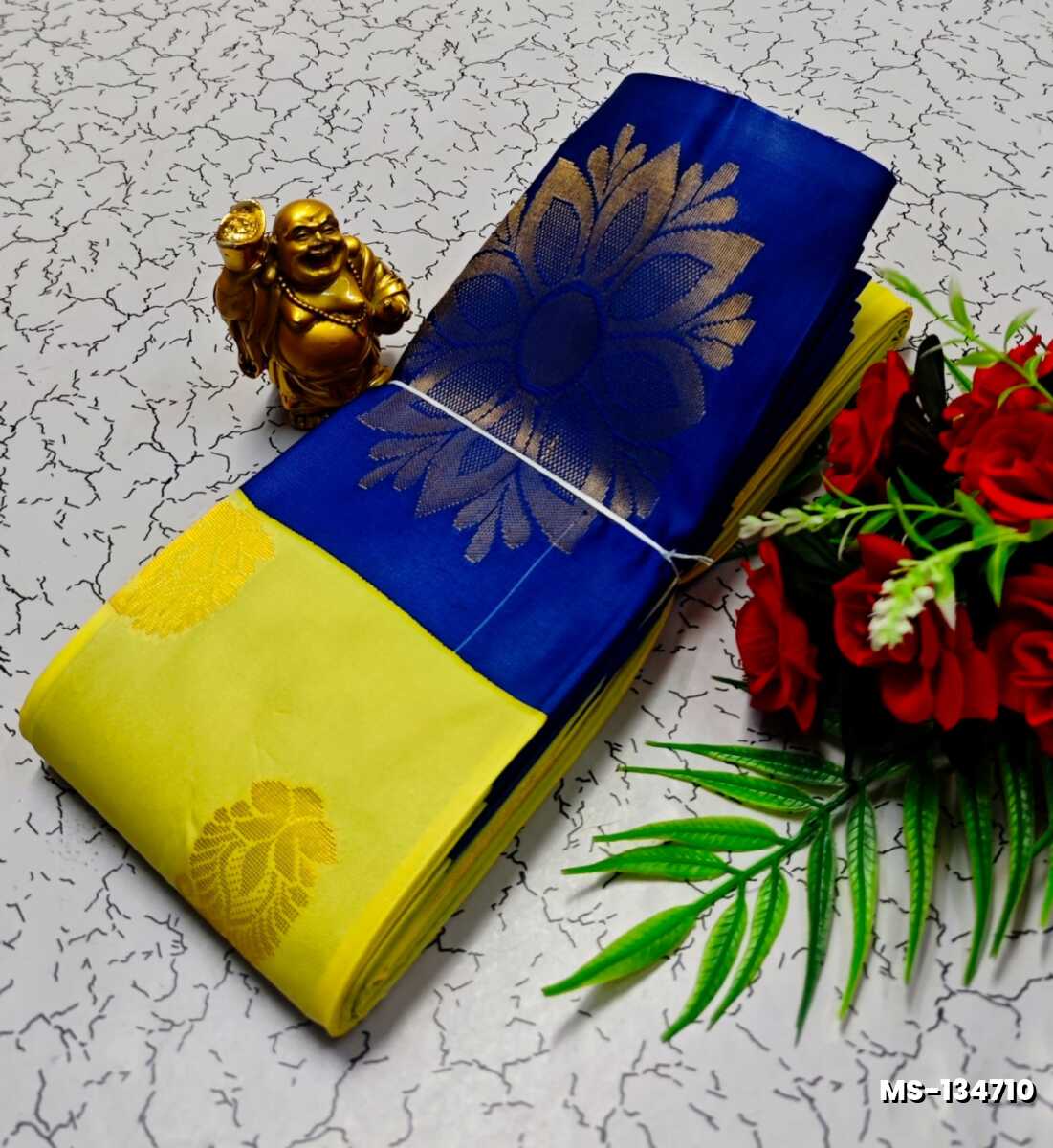 MODERN FANCY SOFT SILK SAREES WITH BUTTA DESIGN - YELLOW (1)