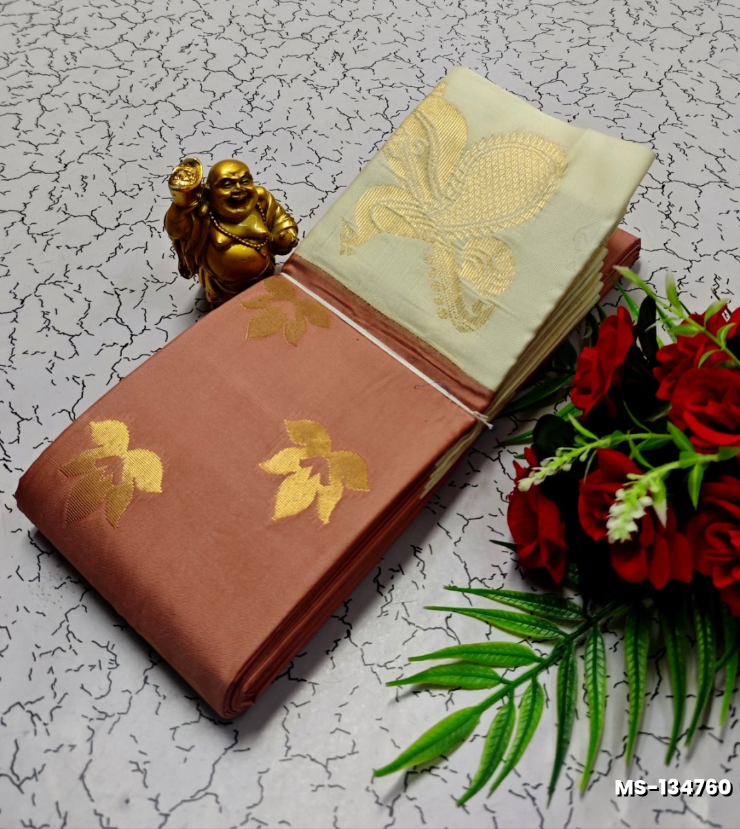 MODERN FANCY SOFT SILK SAREES WITH BUTTA DESIGN - CREAM COLOR