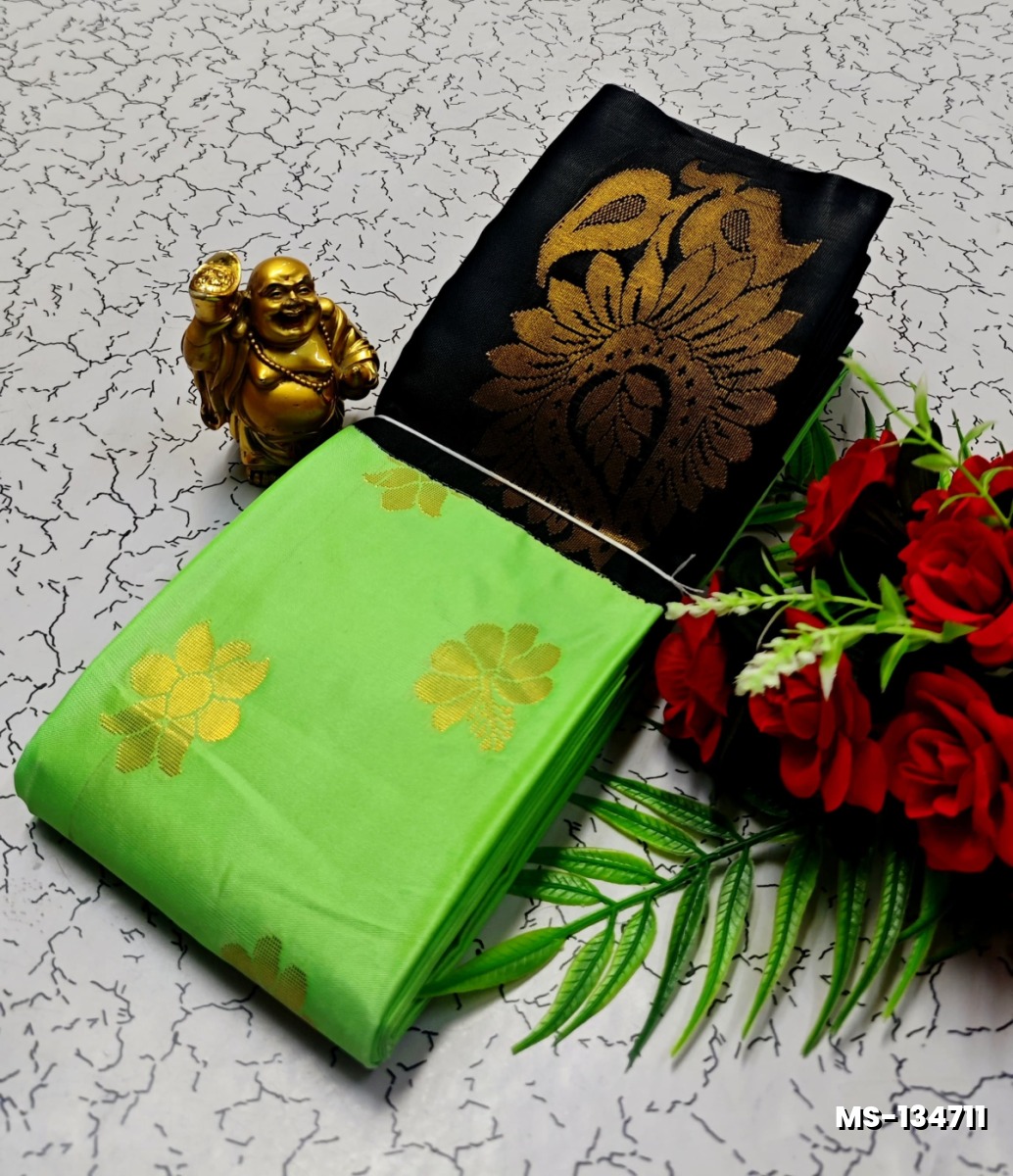 MODERN FANCY SOFT SILK SAREES WITH BUTTA DESIGN - PARET GREEN (1)