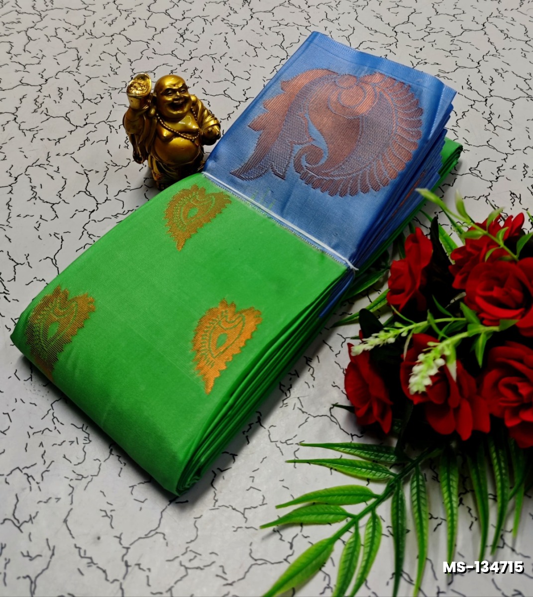 MODERN FANCY SOFT SILK SAREES WITH BUTTA DESIGN - GREEN