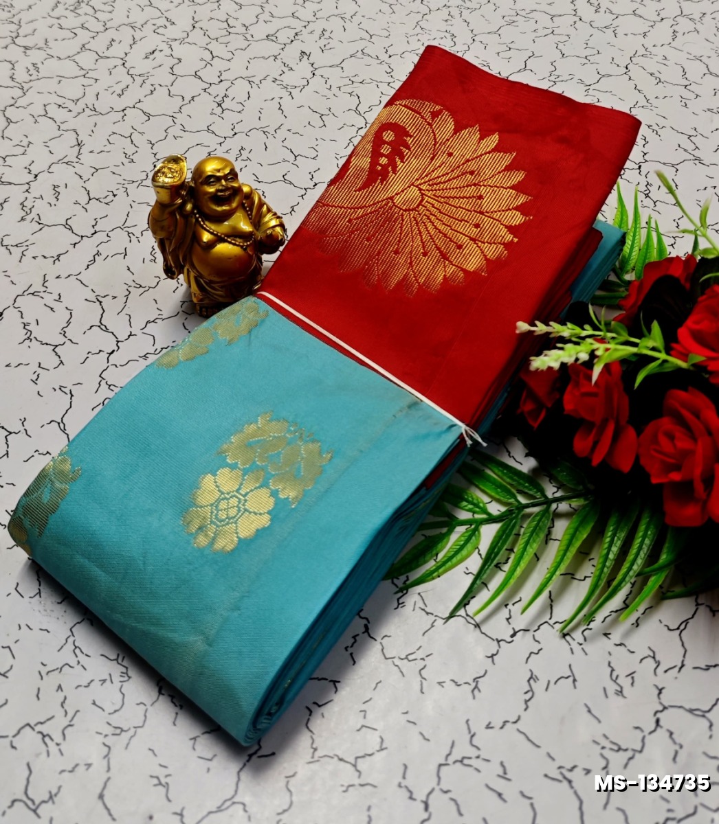 MODERN FANCY SOFT SILK SAREES WITH BUTTA DESIGN - DARK SKY BLUE (1)