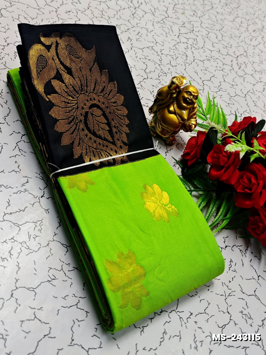 MODERN FANCY SOFT SILK SAREES WITH BUTTA DESIGN - GREEN (1)