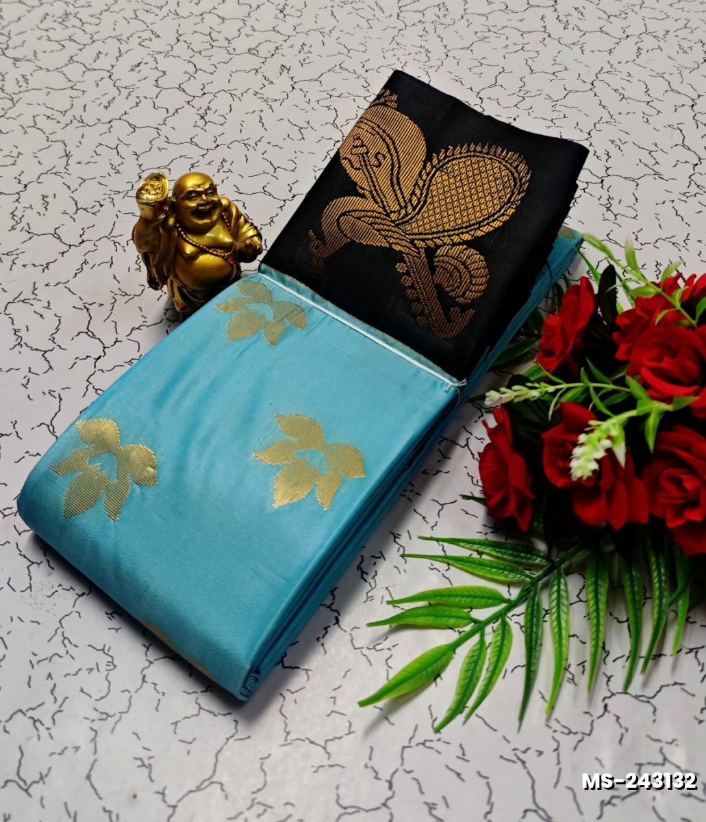 MODERN FANCY SOFT SILK SAREES WITH BUTTA DESIGN - LIGHT SKY BLUE