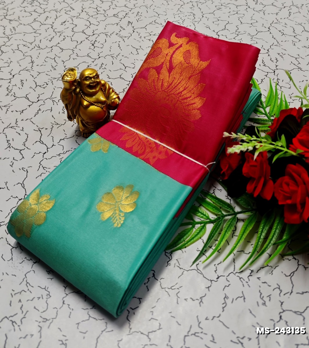 MODERN FANCY SOFT SILK SAREES WITH BUTTA DESIGN - DARK SKY BLUE (2)