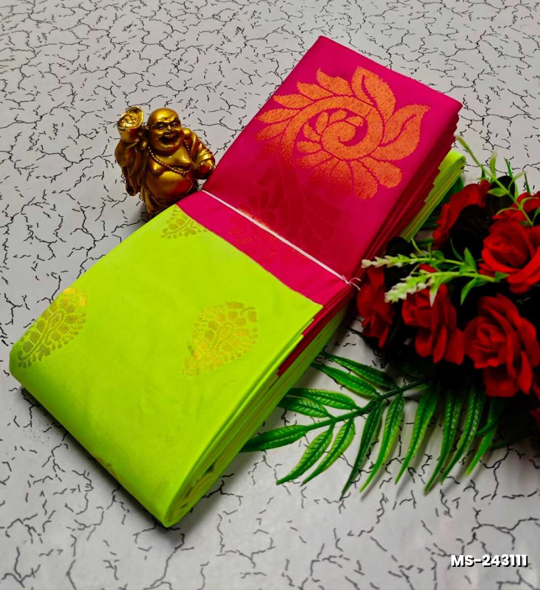 MODERN FANCY SOFT SILK SAREES WITH BUTTA DESIGN - PARET GREEN (2)