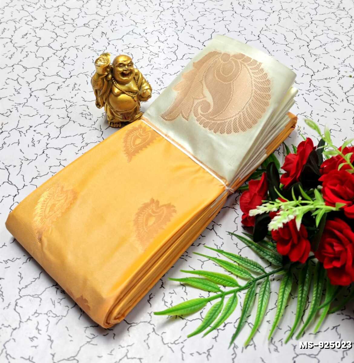 MODERN FANCY SOFT SILK SAREES WITH BUTTA DESIGN - LIGHT SANDLE (1)