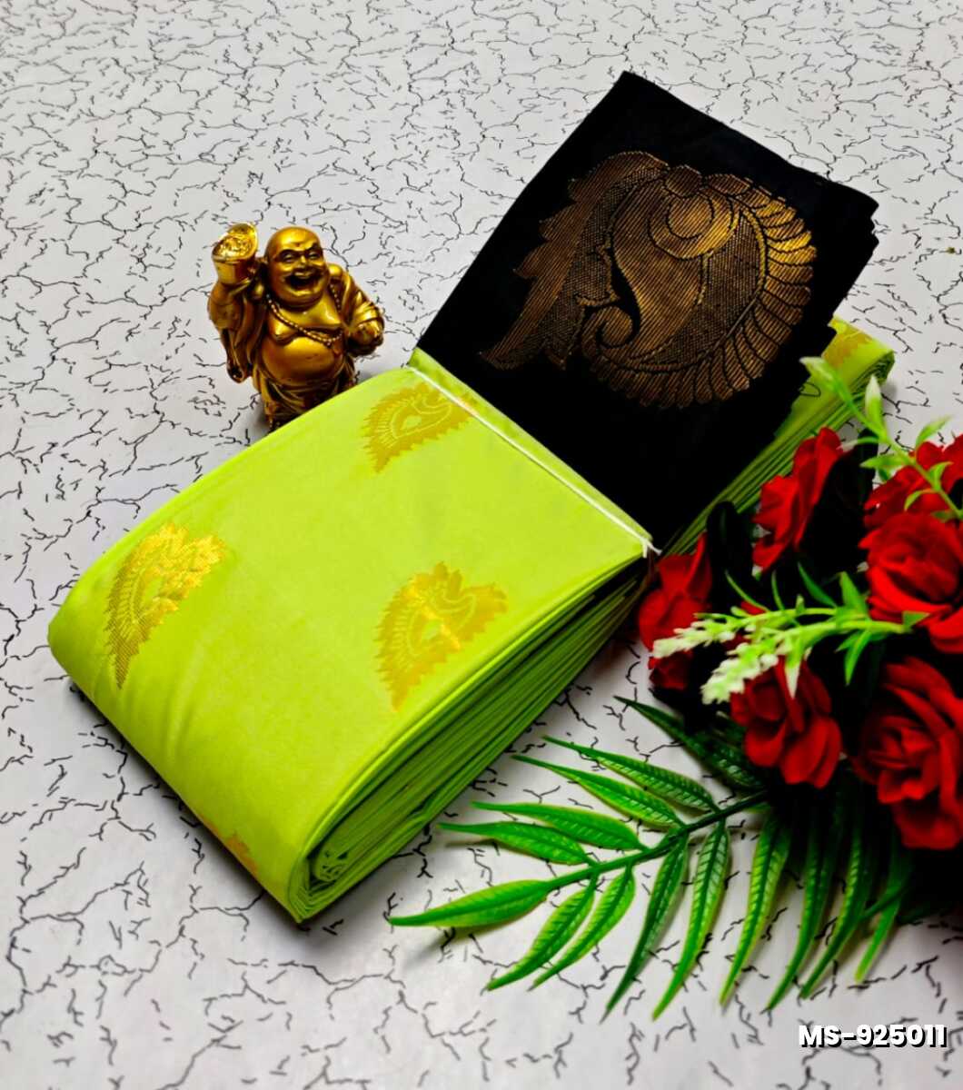 MODERN FANCY SOFT SILK SAREES WITH BUTTA DESIGN - PARET GREEN (3)