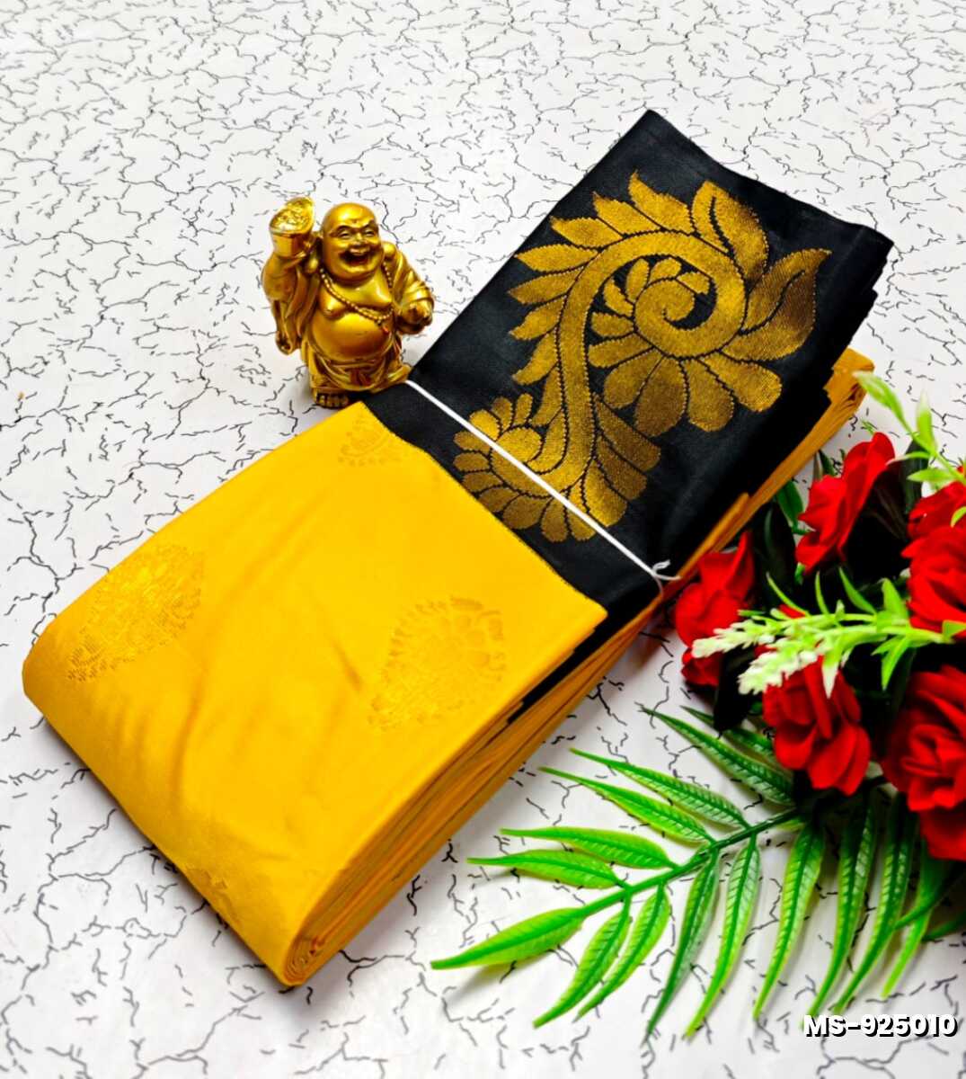 MODERN FANCY SOFT SILK SAREES WITH BUTTA DESIGN - YELLOW (2)