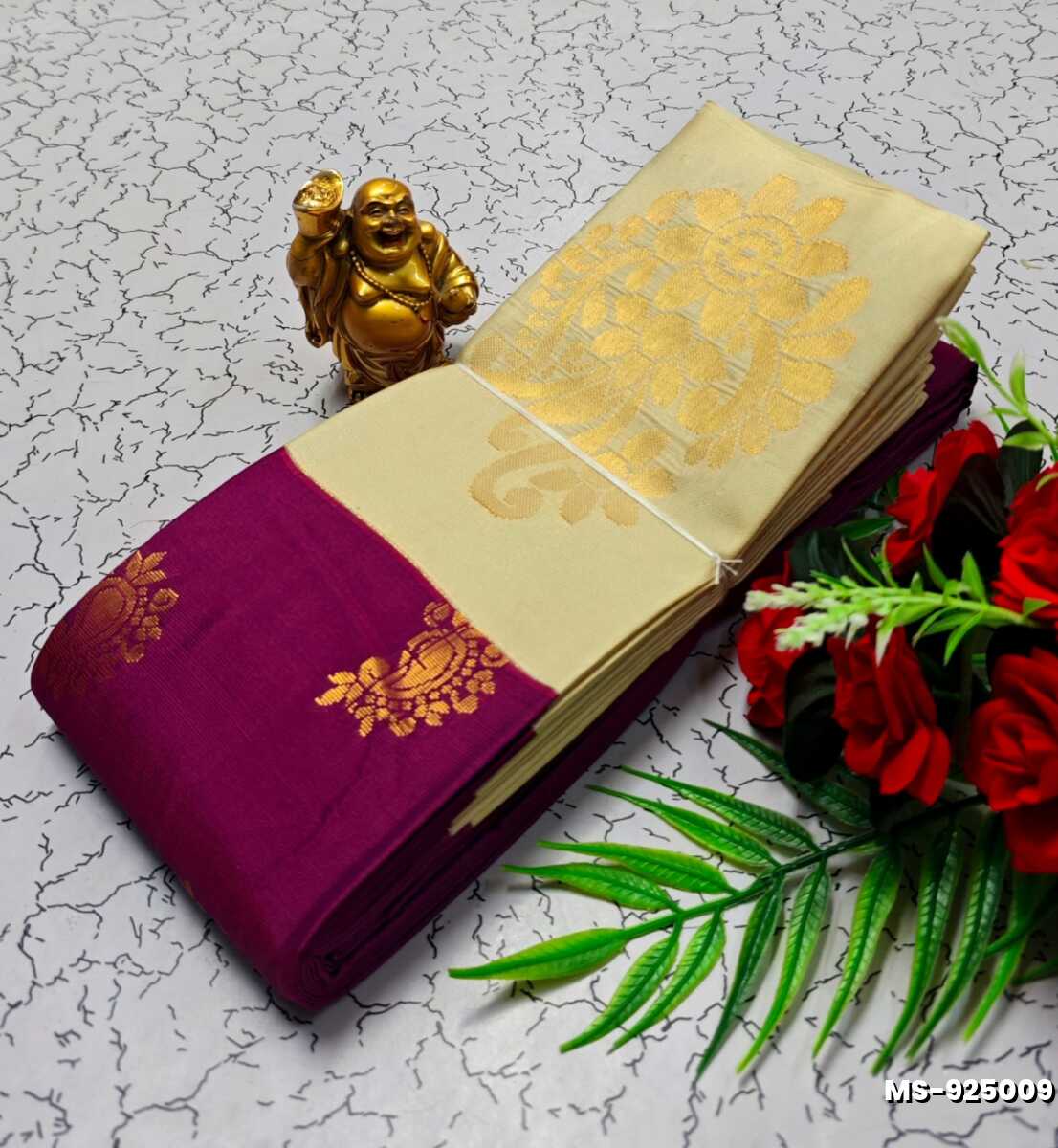 MODERN FANCY SOFT SILK SAREES WITH BUTTA DESIGN - PURPLE COLOUR (1)