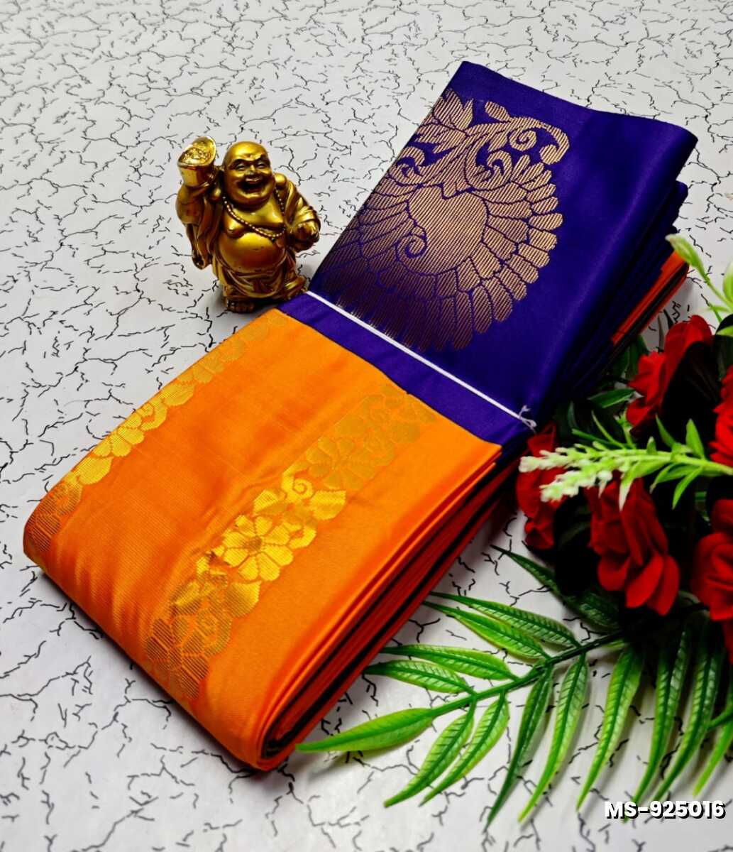 MODERN FANCY SOFT SILK SAREES WITH BUTTA DESIGN - ORANGE (1)