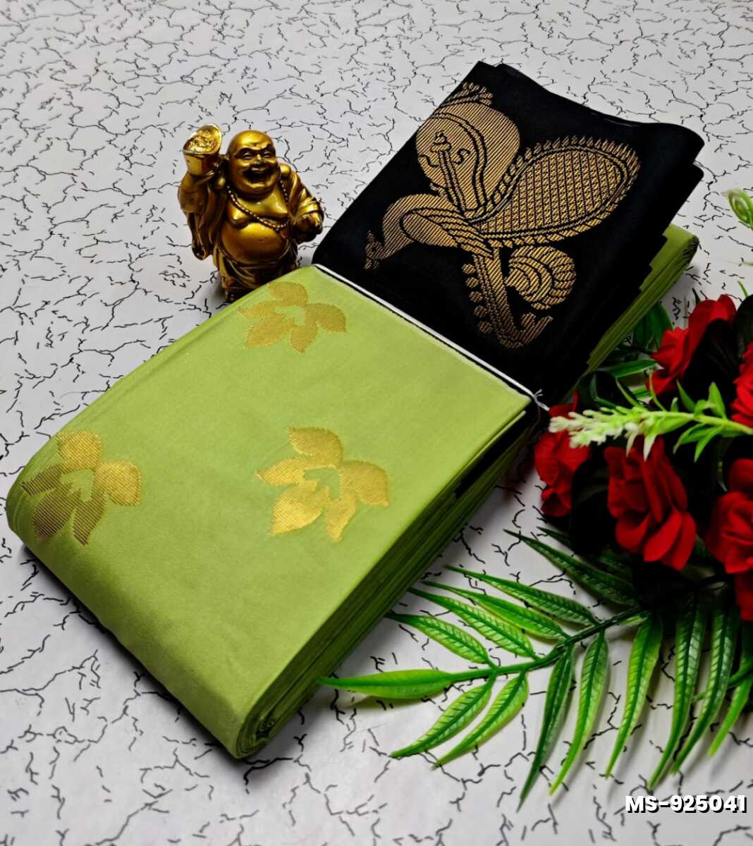 MODERN FANCY SOFT SILK SAREES WITH BUTTA DESIGN - LIGHT GREEN (3)