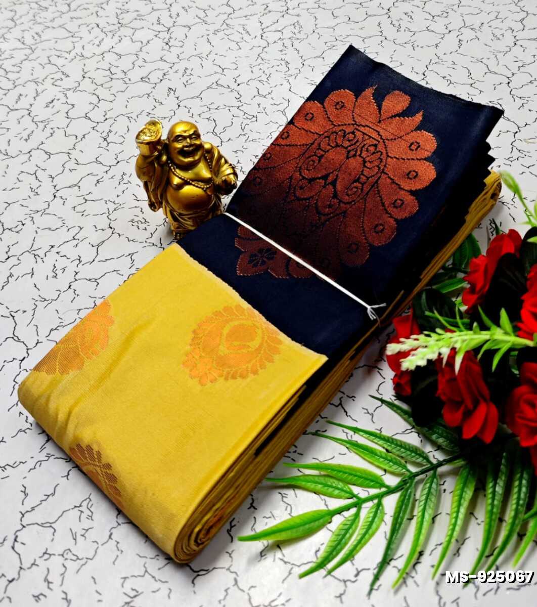 MODERN FANCY SOFT SILK SAREES WITH BUTTA DESIGN - GOLD COLOUR (1)