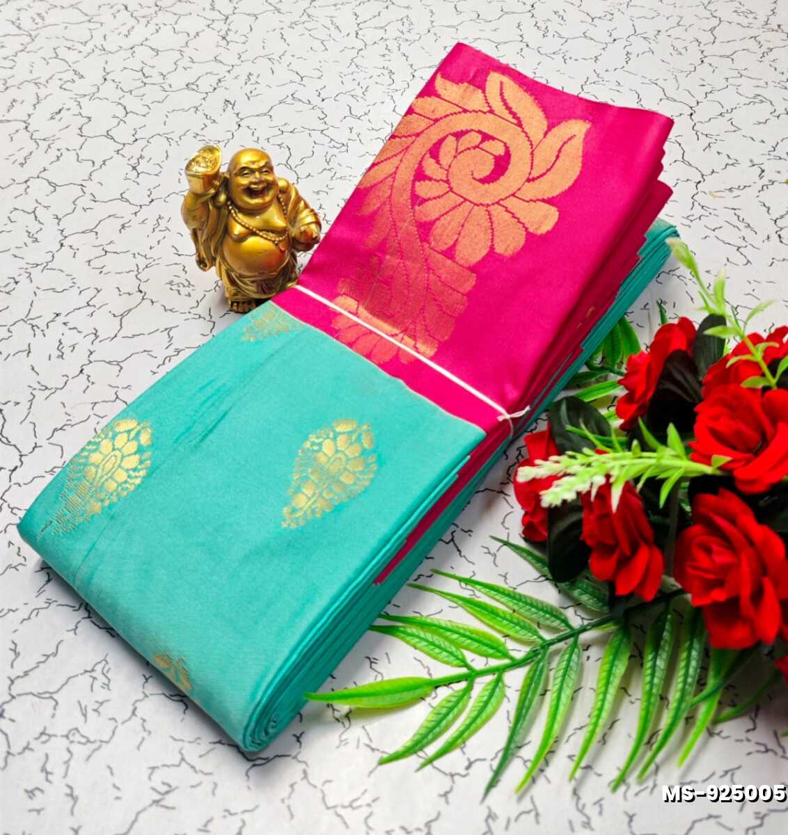 MODERN FANCY SOFT SILK SAREES WITH BUTTA DESIGN - SKY BLUE (3)