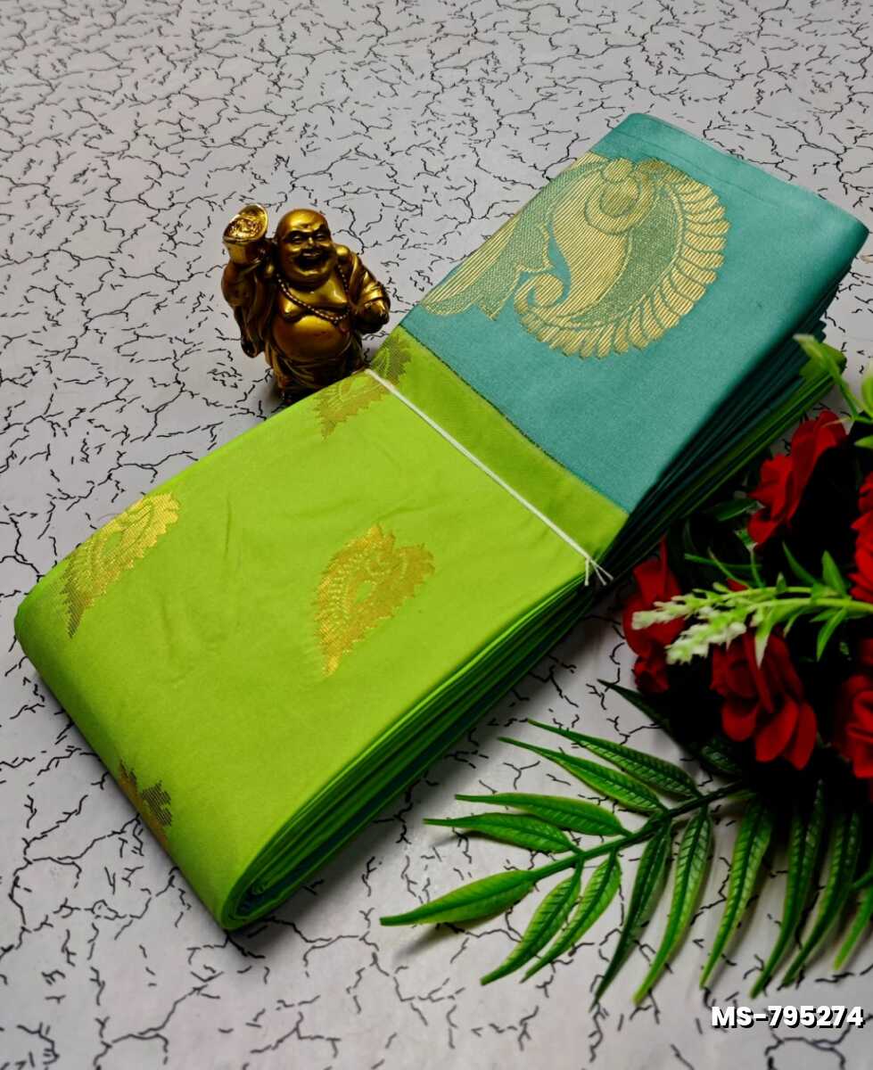 MODERN FANCY SOFT SILK SAREES WITH BUTTA DESIGN - EMERALD COLOUR