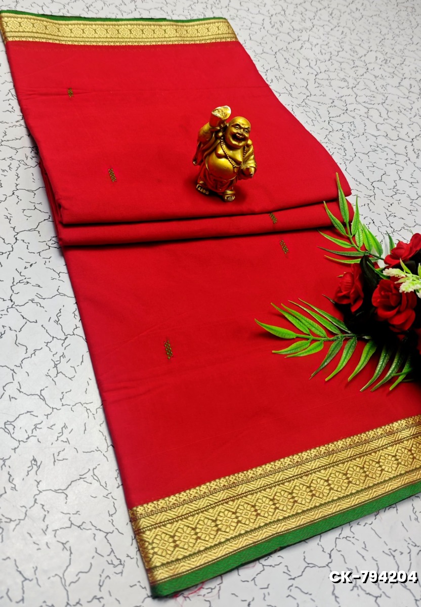 PURE COTTON JARI BORDER SAREES SUMMER SPECIAL COLLECTION - RED (4)