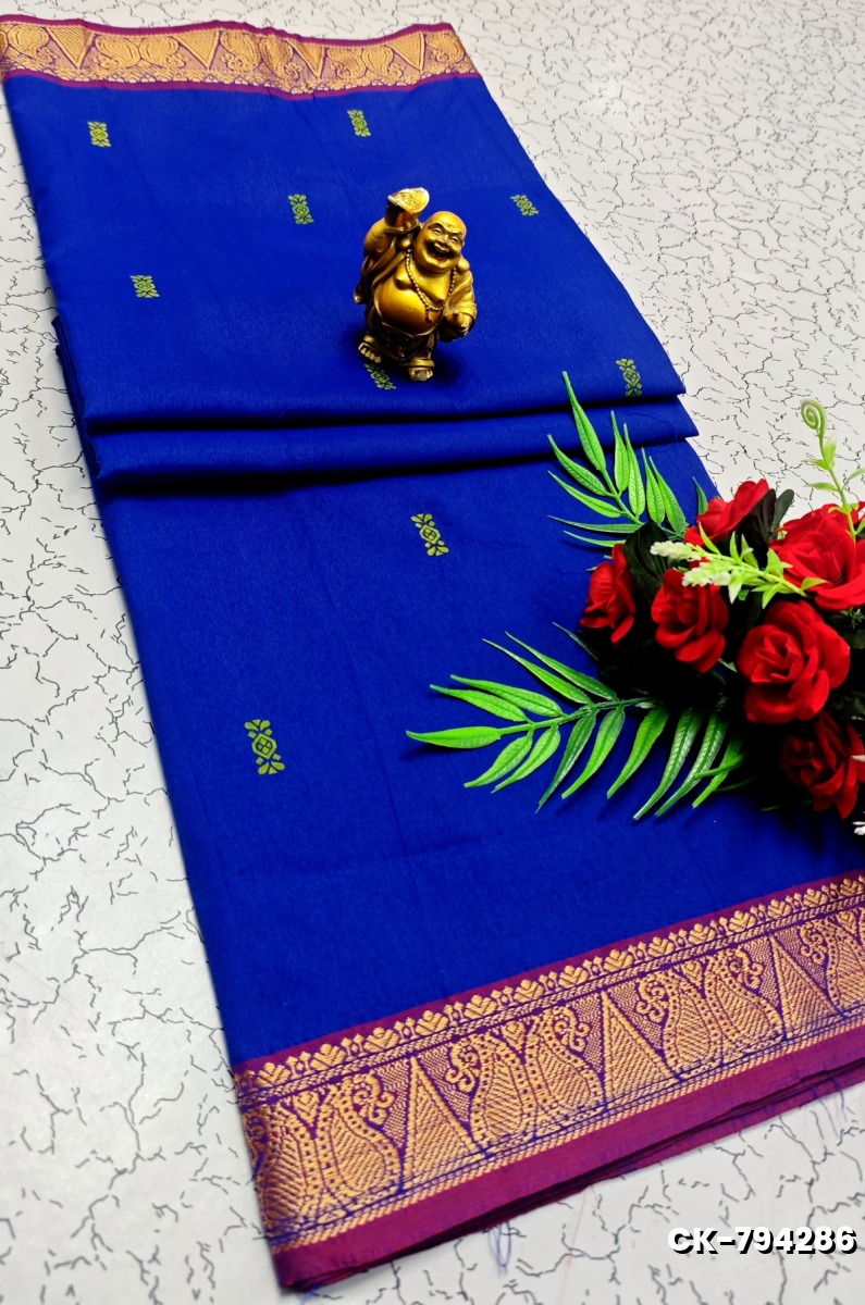 PURE COTTON JARI BORDER SAREES SUMMER SPECIAL COLLECTION - R BLUE (2)