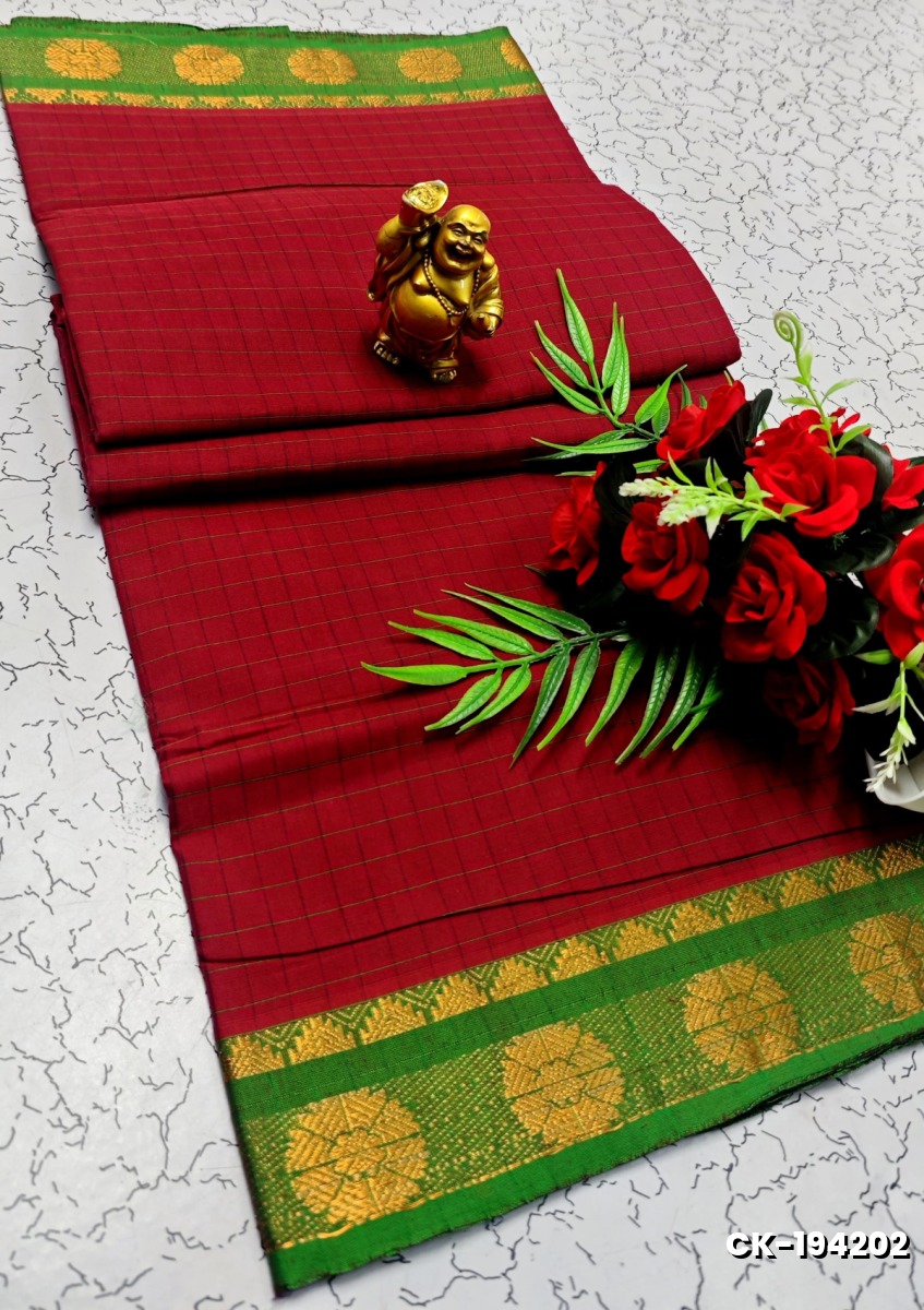 PURE COTTON JARI BORDER SAREES SUMMER SPECIAL COLLECTION - MERUN (2)