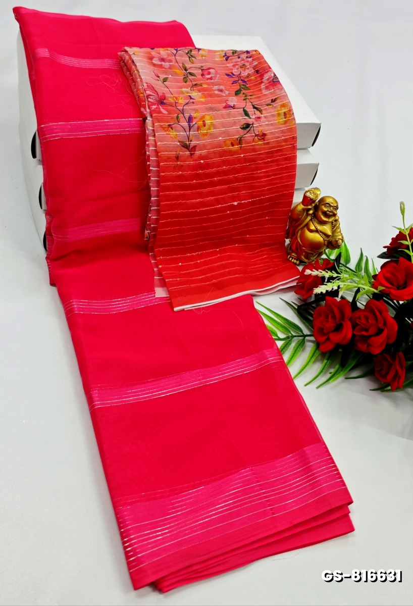 GEORGETTE  FANCY SOFT SILK SAREES - DARK PINK