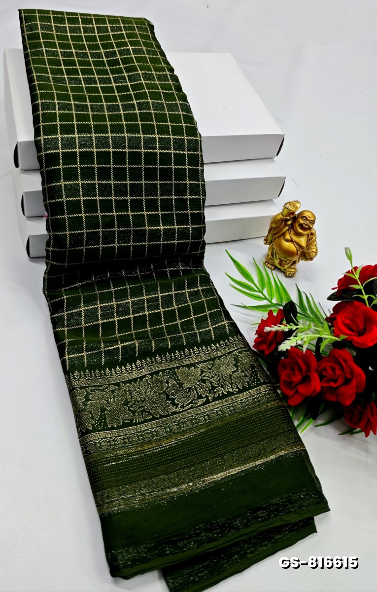 GEORGETTE  FANCY SOFT SILK SAREES - GREEN (1)