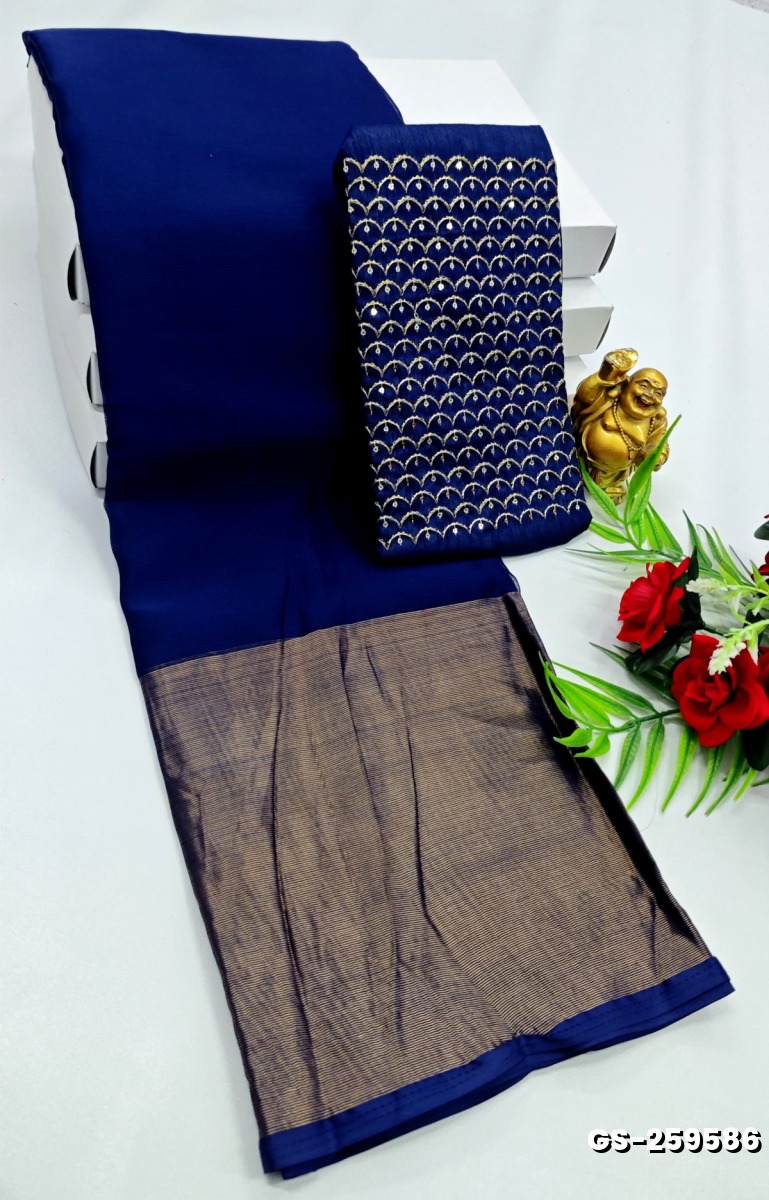 GEORGETTE FANCY SOFT SILK SAREES - R BLUE