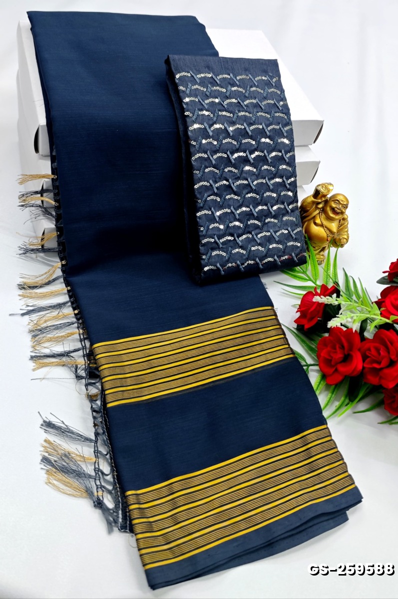 GEORGETTE FANCY SOFT SILK SAREES - PEACKOK BLUE