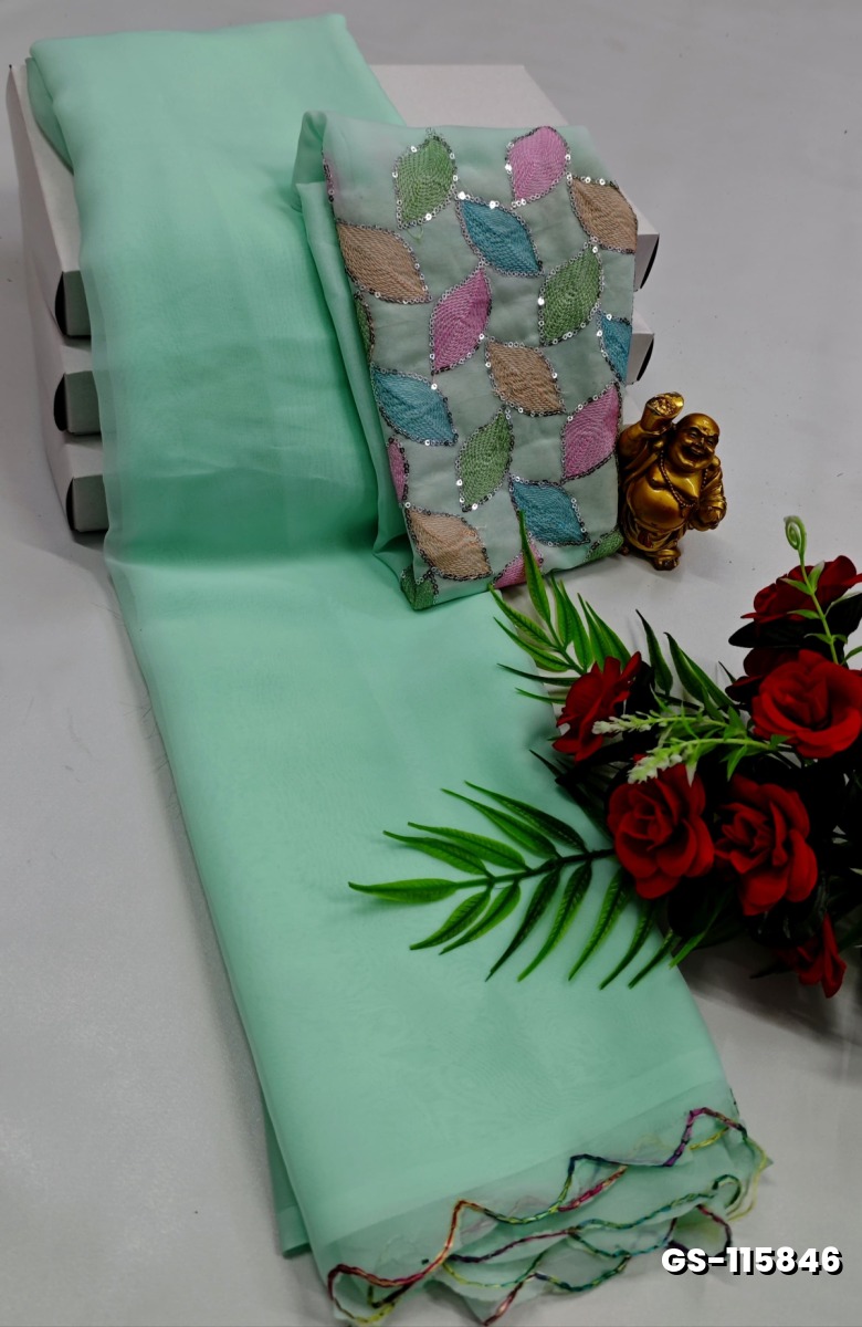 GEORGETTE FANCY SOFT SILK SAREES - LIGHT GREEN SHADE