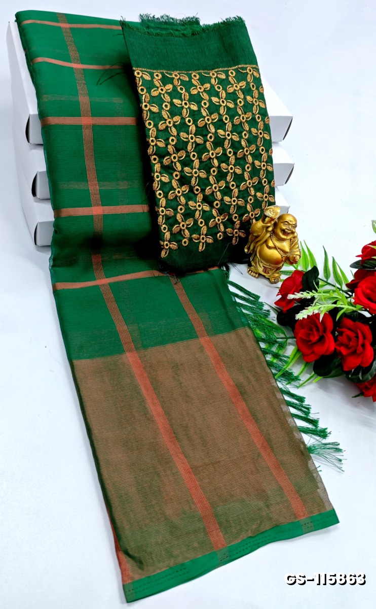 GEORGETTE FANCY SOFT SILK SAREES - GREEN COLOUR