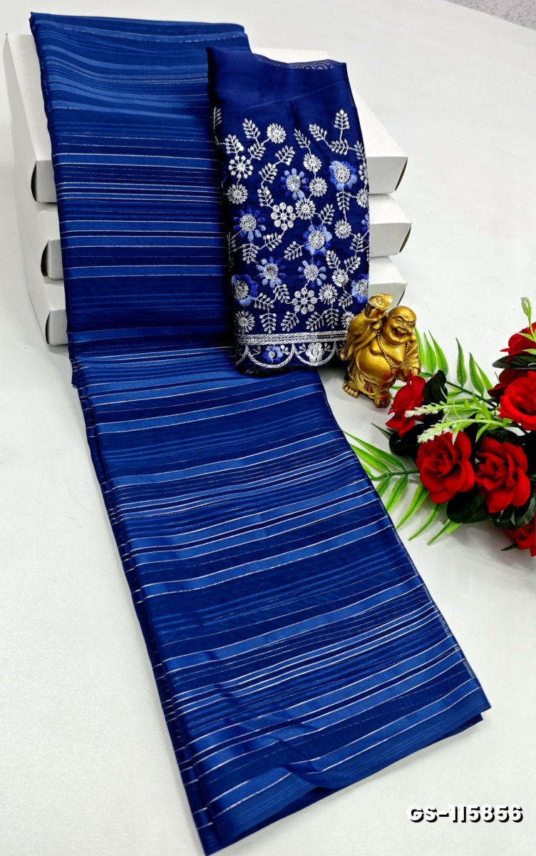 GEORGETTE FANCY SOFT SILK SAREES - NORMAL  BLUE