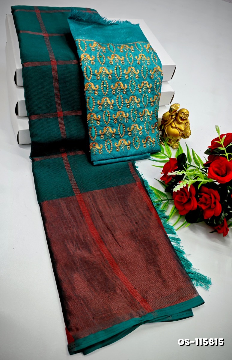 GEORGETTE FANCY SOFT SILK SAREES - GREEN (2)