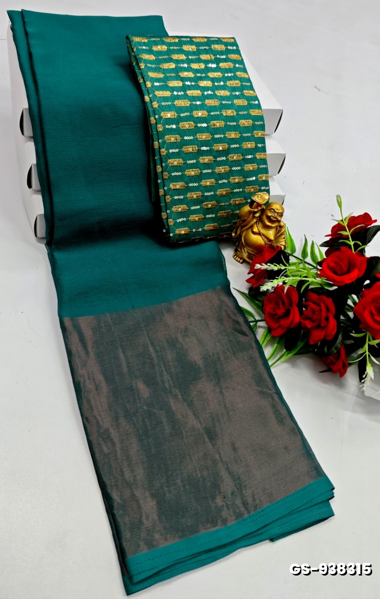 GEORGETTE FANCY SOFT SILK SAREES - GREEN (3)