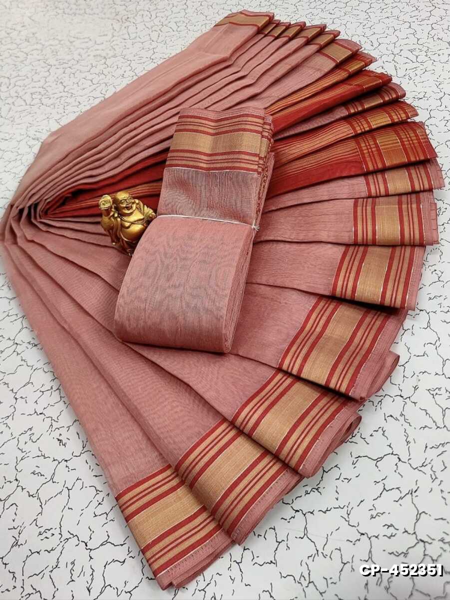 FANCY PLAIN COTTON SOFT SILK SAREES - ONIYAN PINK
