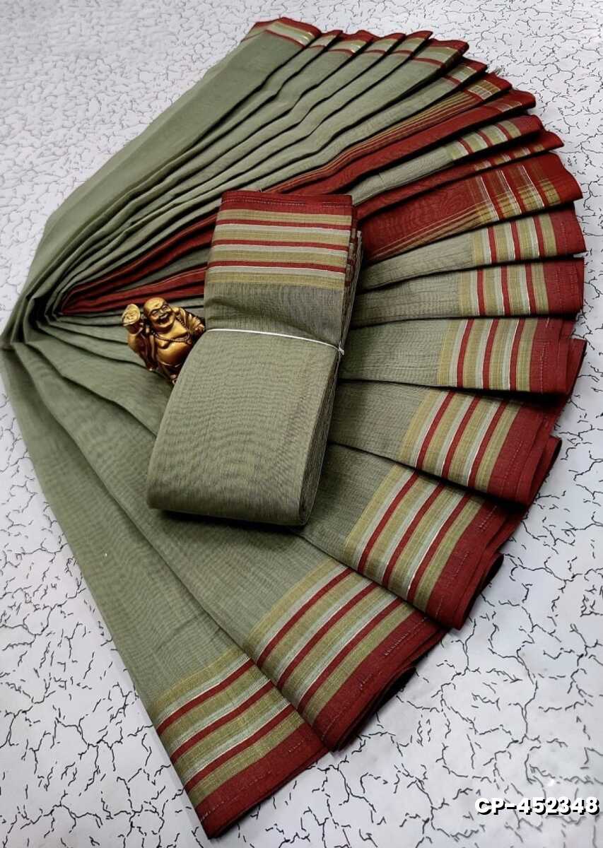 FANCY PLAIN COTTON SOFT SILK SAREES - LIGHT COLOUR