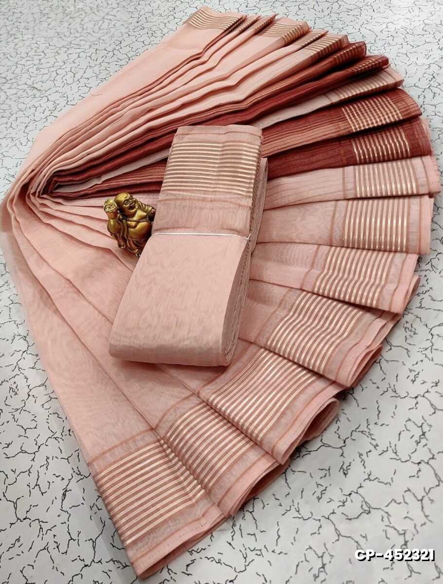 FANCY PLAIN COTTON SOFT SILK SAREES - BABY PINK