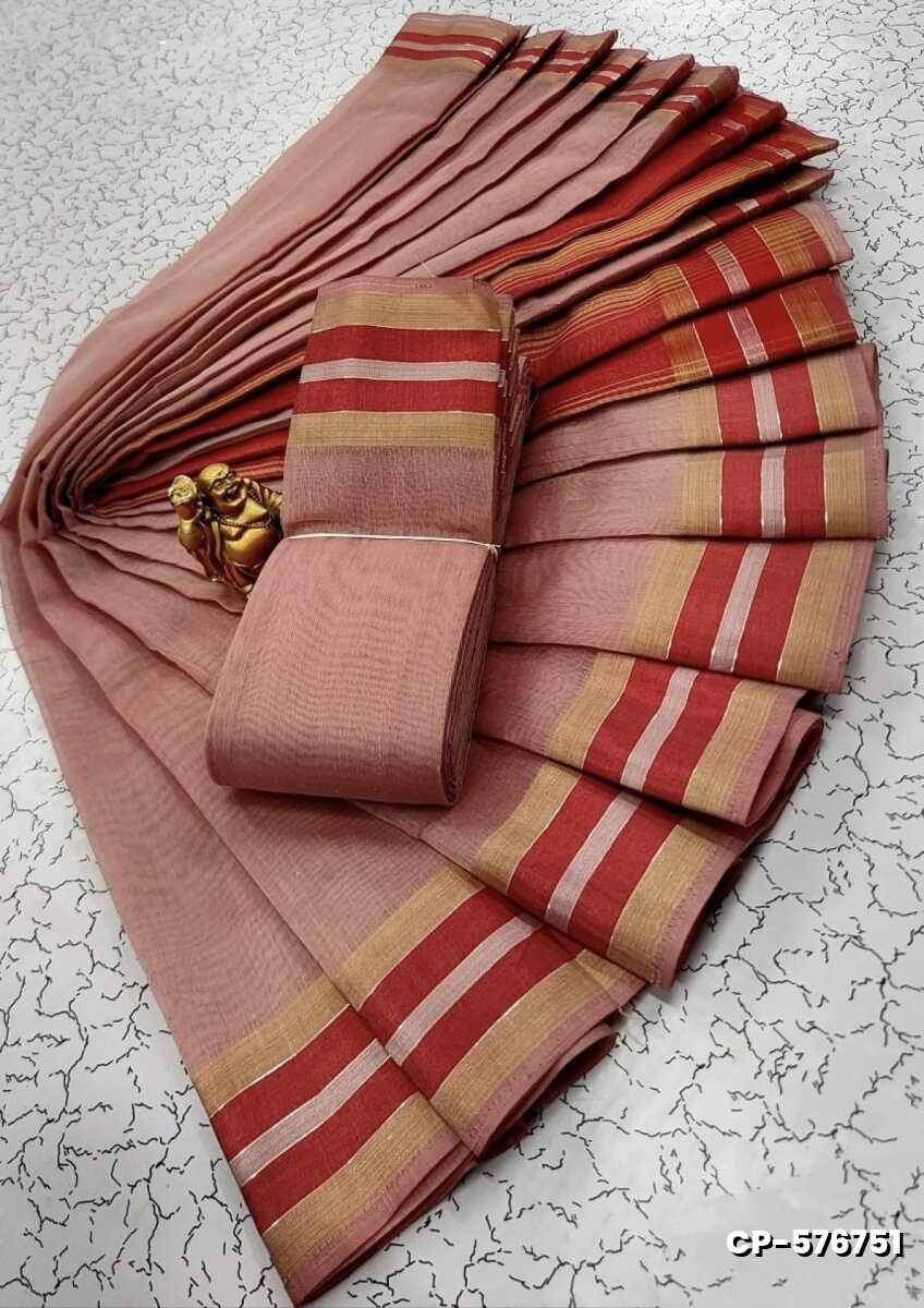 FANCY PLAIN COTTON SOFT SILK SAREES - ONIYAN PINK (1)