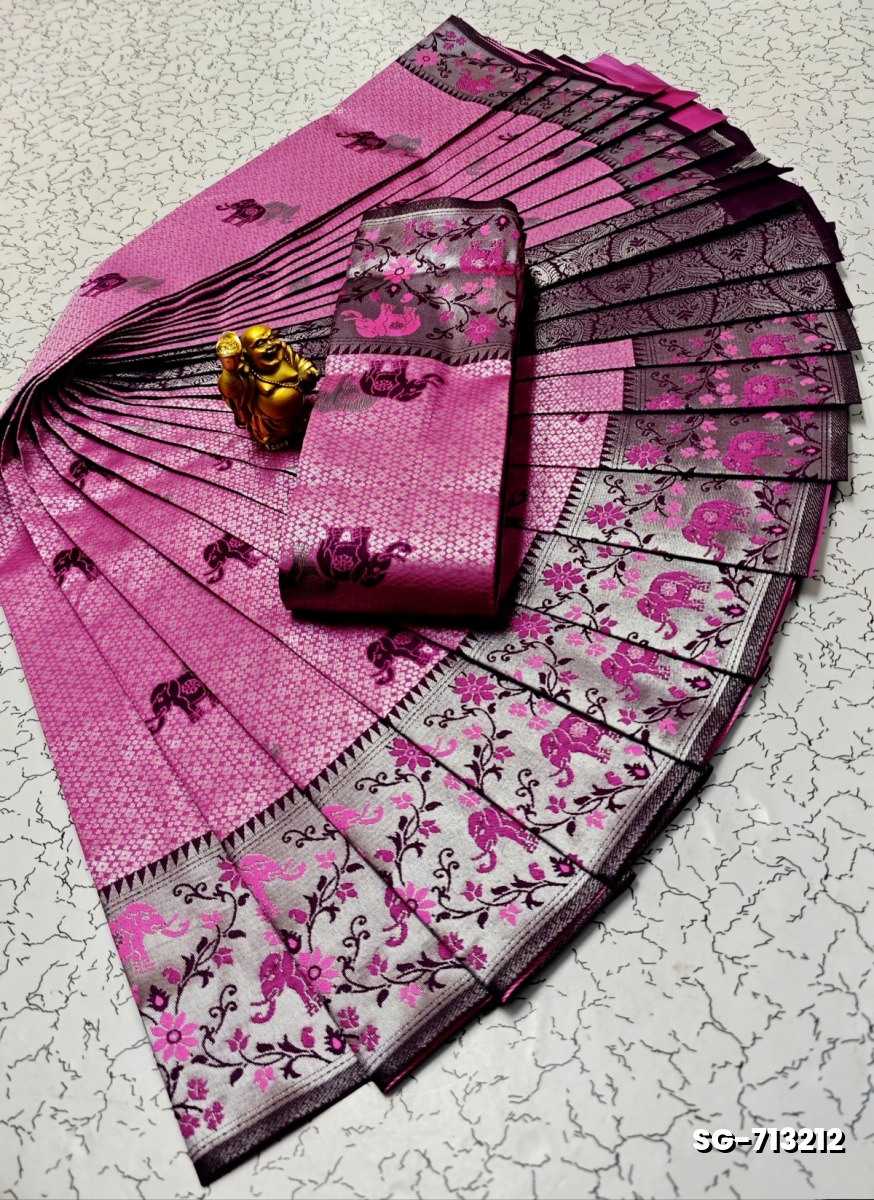 KUBERA PATTU ELITE BRIDAL RAPIER FANCY LIGHT WEIGHT SILK  TYPE SAREES - PINK