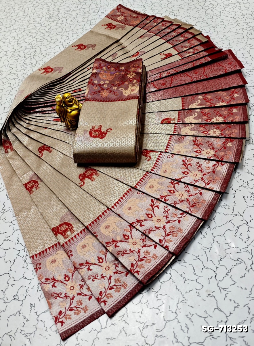 KUBERA PATTU ELITE BRIDAL RAPIER FANCY LIGHT WEIGHT SILK  TYPE SAREES - BROWN